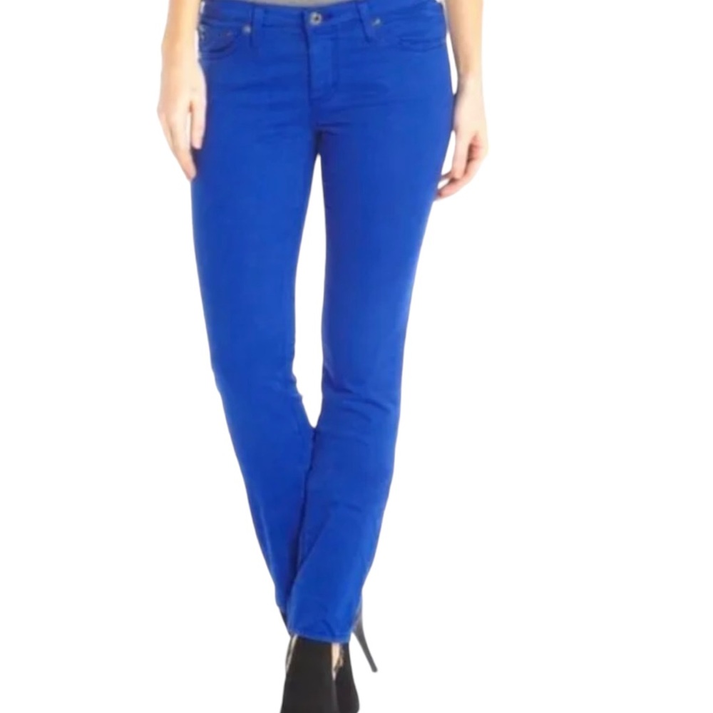 AG 28R The Prima Mid Rise Cigarette Jeans Cobalt Bright Blue.